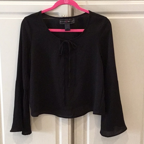 Polly & Esther Tops - Polly & Esther Black Boho Top w/ Bell Sleeves